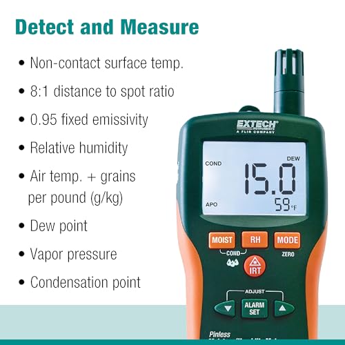 Extech MO290: Pinless Moisture Meter & IR Thermometer