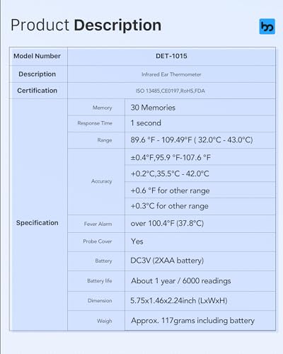 Femometer Family Ear Thermometer 1s Result & 30 Memory Recall