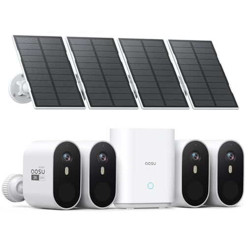 AOSU Solar Security Cameras Wireless Outdoor 4-Pack Kit