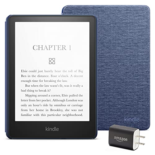 Kindle Paperwhite Essentials Bundle - Denim - No Ads