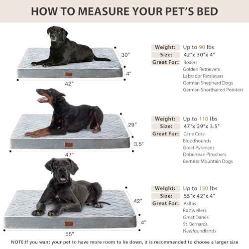 Giant Orthopedic Dog Bed with Washable Cover & Anti-Slip