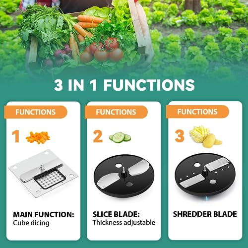 3-in-1 Commercial Vegetable Dicer Electric Slicer-Shredder Chopper