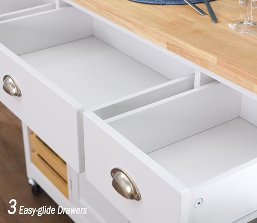 PHI VILLA Rolling Kitchen Island Cart with Storage