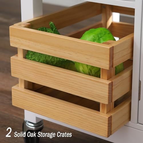 PHI VILLA Rolling Kitchen Island Cart with Storage