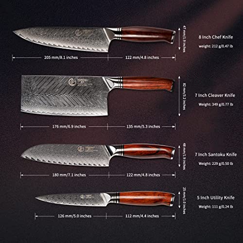 YARENH 5-Piece Damascus Stainless Steel Knife Set VIP