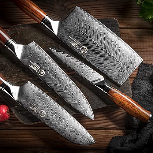 YARENH 5-Piece Damascus Stainless Steel Knife Set VIP