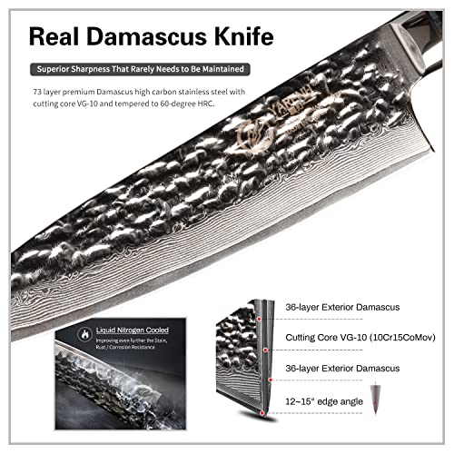 YARENH 8-Piece Damascus Chef Knife Set with Dalbergia Wood Block