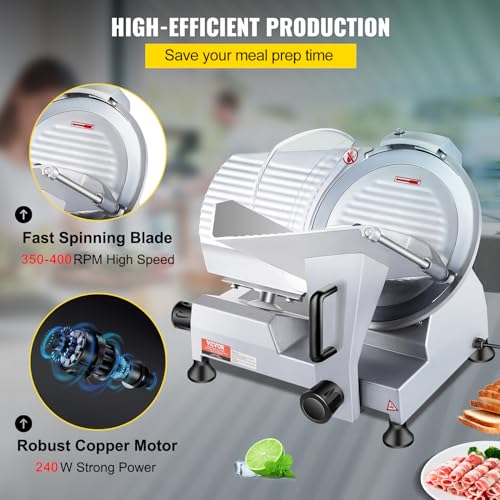 VEVOR 240W Electric Meat Slicer, 10" Blade
