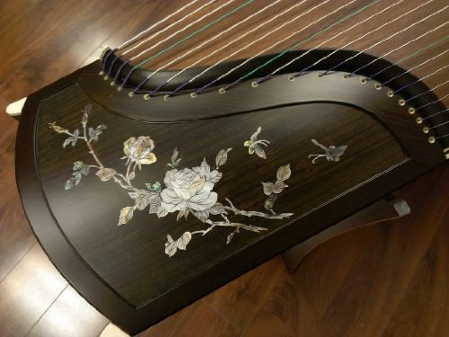 Vibrant Blackwood Guzheng with Elegant Mica Inlay