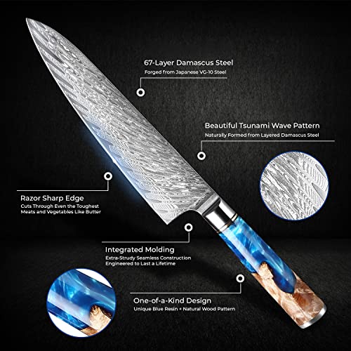SENKEN 15-Piece Damascus Tsunami Collection Knife Set