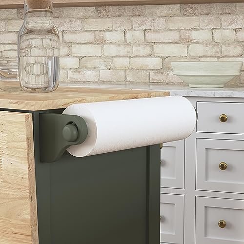 Mobile Kitchen Island Cart with Wood Top, Green