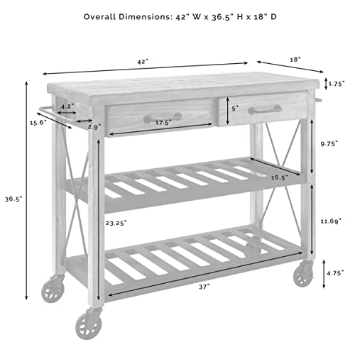 Industrial Rolling Kitchen Cart - Natural Finish by Crosley