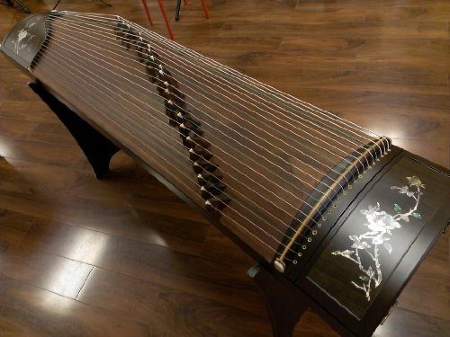 Vibrant Blackwood Guzheng with Elegant Mica Inlay