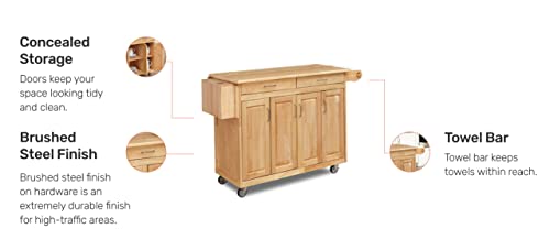 Homestyles Kitchen Mobile Cart with Drop Leaf Breakfast Bar
