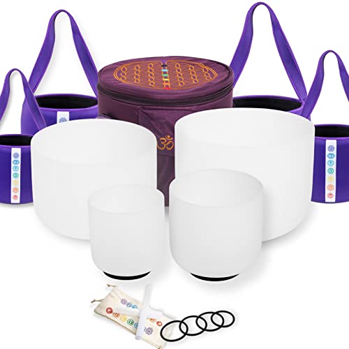 4-Piece Crystal Singing Bowl Set for Meditation & Healing