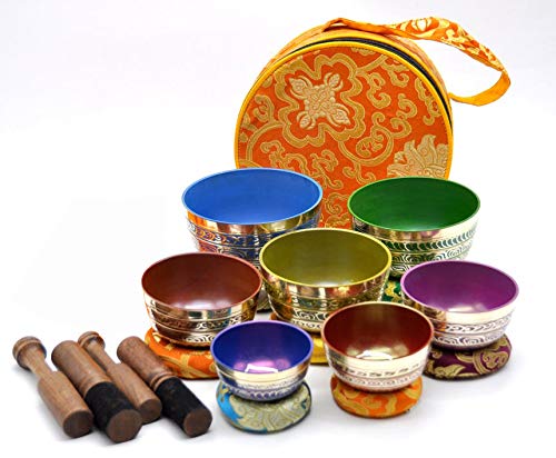 Chakra Healing Singing Bowl Set with Symbols & Accessories