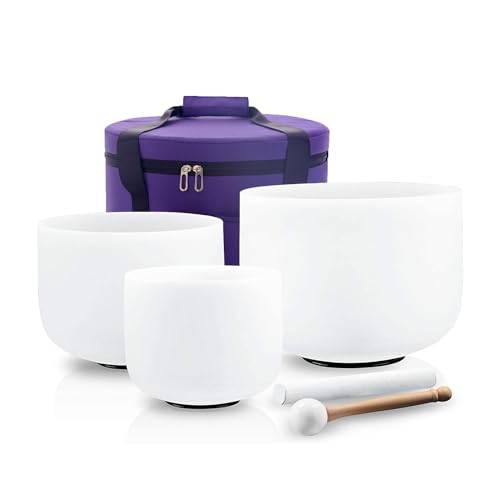 Hye-eun 3-Piece Crystal Singing Bowls Set with Accessories