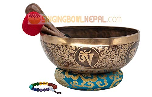 10" Buddha Carved Singing Bowl for Meditation Therapy