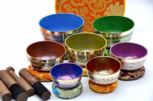 Chakra Healing Singing Bowl Set with Symbols & Accessories
