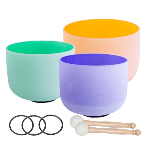 Frosted Quartz Crystal Singing Bowls Chakra Set