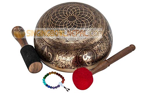 10" Buddha Carved Singing Bowl for Meditation Therapy