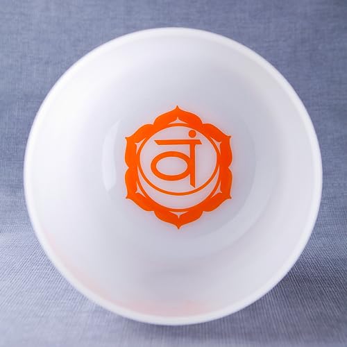 Crystal Singing Bowls Set with Chakra Symbols, 432hz