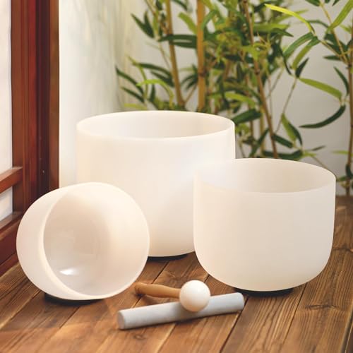 Hye-eun 3-Piece Crystal Singing Bowls Set with Accessories