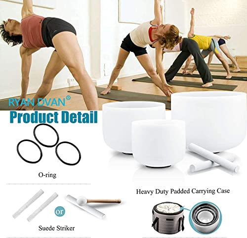 Set of 3 Forested Quartz Crystal Singing Bowls