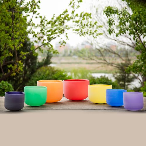 7-Piece Frosted Quartz Crystal Singing Bowl Set, 432Hz