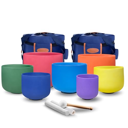 7 Chakra Tuned Crystal Singing Bowl Set with Carrying Case