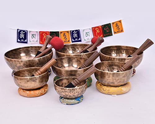 Chakra Healing Tibetan Singing Bowls Set - Handmade