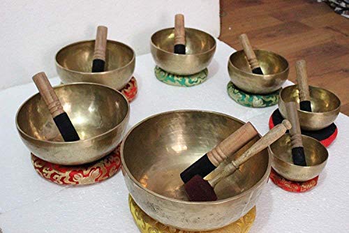 CRAFTSTRIBE Handmade 7 Chatra Tibetan Singing Bowl Set