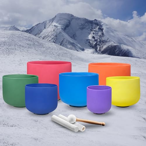 7 Chakra Tuned Crystal Singing Bowl Set with Carrying Case