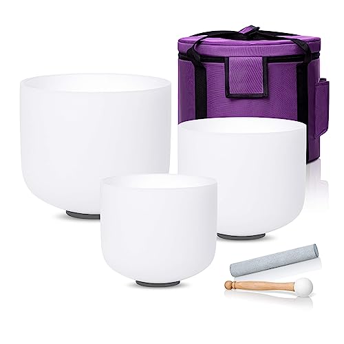 Quartz Crystal Singing Bowls Set for Mindfulness Meditation