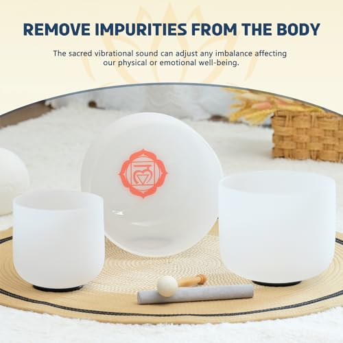 3-Piece Set of Frosted Quartz Crystal Singing Bowls
