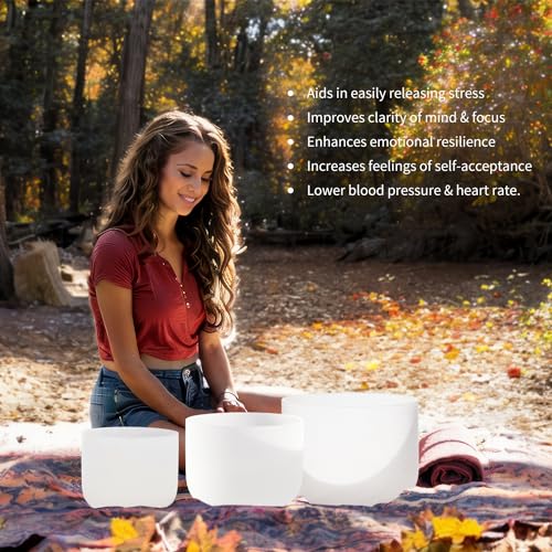 3-Piece Set of Frosted Quartz Crystal Singing Bowls