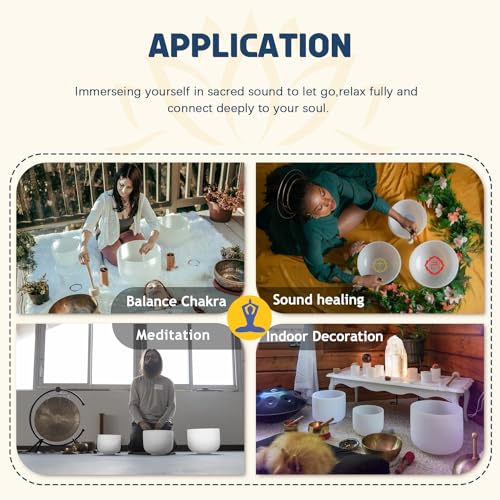 3-Piece Set of Frosted Quartz Crystal Singing Bowls