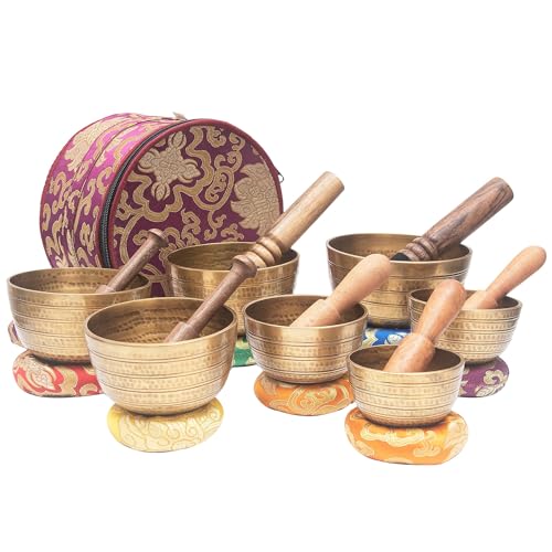 7 Chakra Singing Bowl Set for Mindfulness and Healing