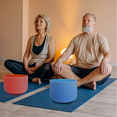 10" Crystal Singing Bowls Set - Perfect Pitch - Yellow & Blue Chakra