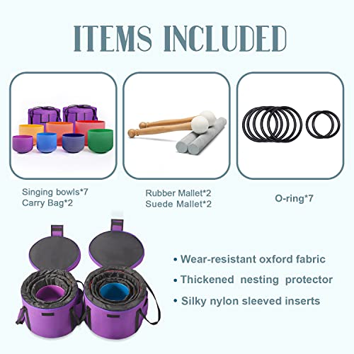 7-Piece Set Crystal Singing Bowl Sound Healing Kit