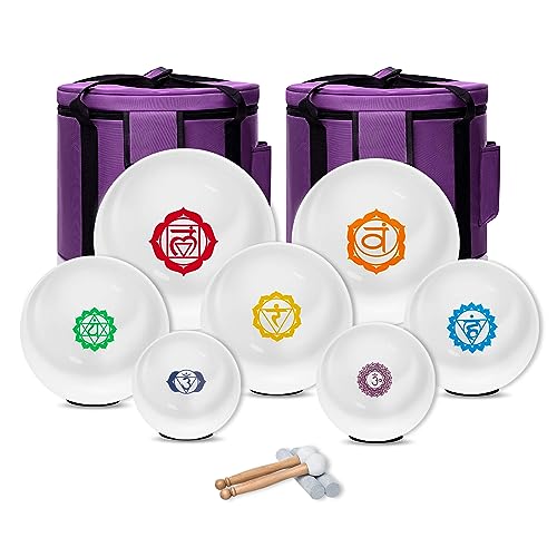 6-12" Chakra Symbol Design Crystal Singing Bowls Set