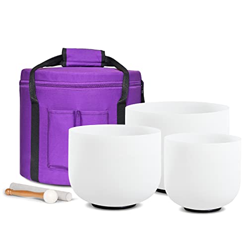 CVNC 7", 9", 11" Frosted Crystal Singing Bowls Set