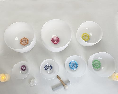 6-12" Chakra Symbol Design Crystal Singing Bowls Set