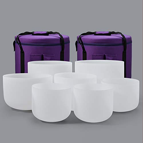 CVNC Quartz Crystal Singing Bowls Set with Carrying Case