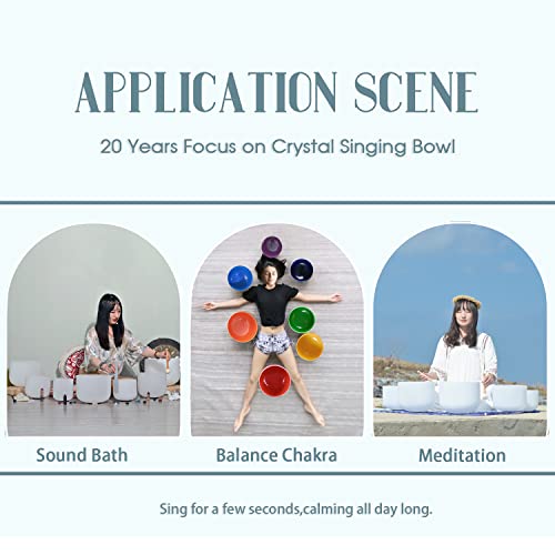 CVNC Quartz Crystal Singing Bowls Set with Carrying Case