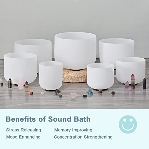 CVNC Quartz Crystal Singing Bowls Set with Carrying Case