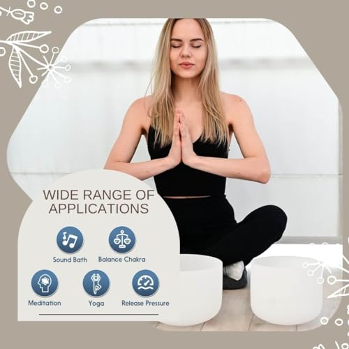 432hz White Quartz Crystal Singing Bowls Set of 7