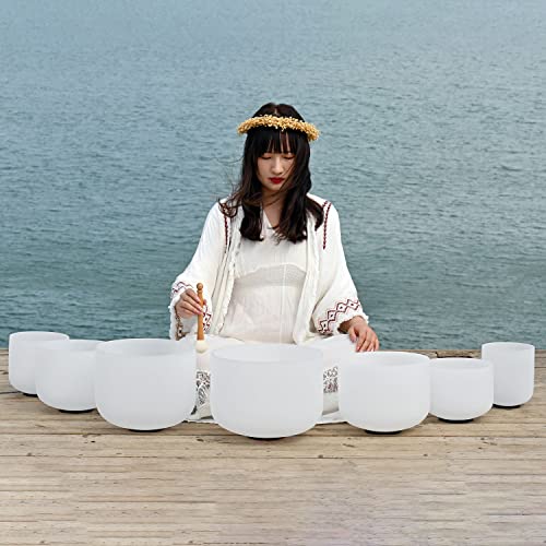 CVNC Quartz Crystal Singing Bowls Set with Carrying Case