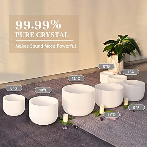 Set of 7 Frosted Chakra Crystal Singing Bowls