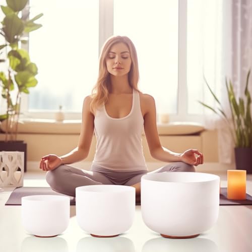 432Hz Crystal Singing Bowls Set for Meditation & Healing